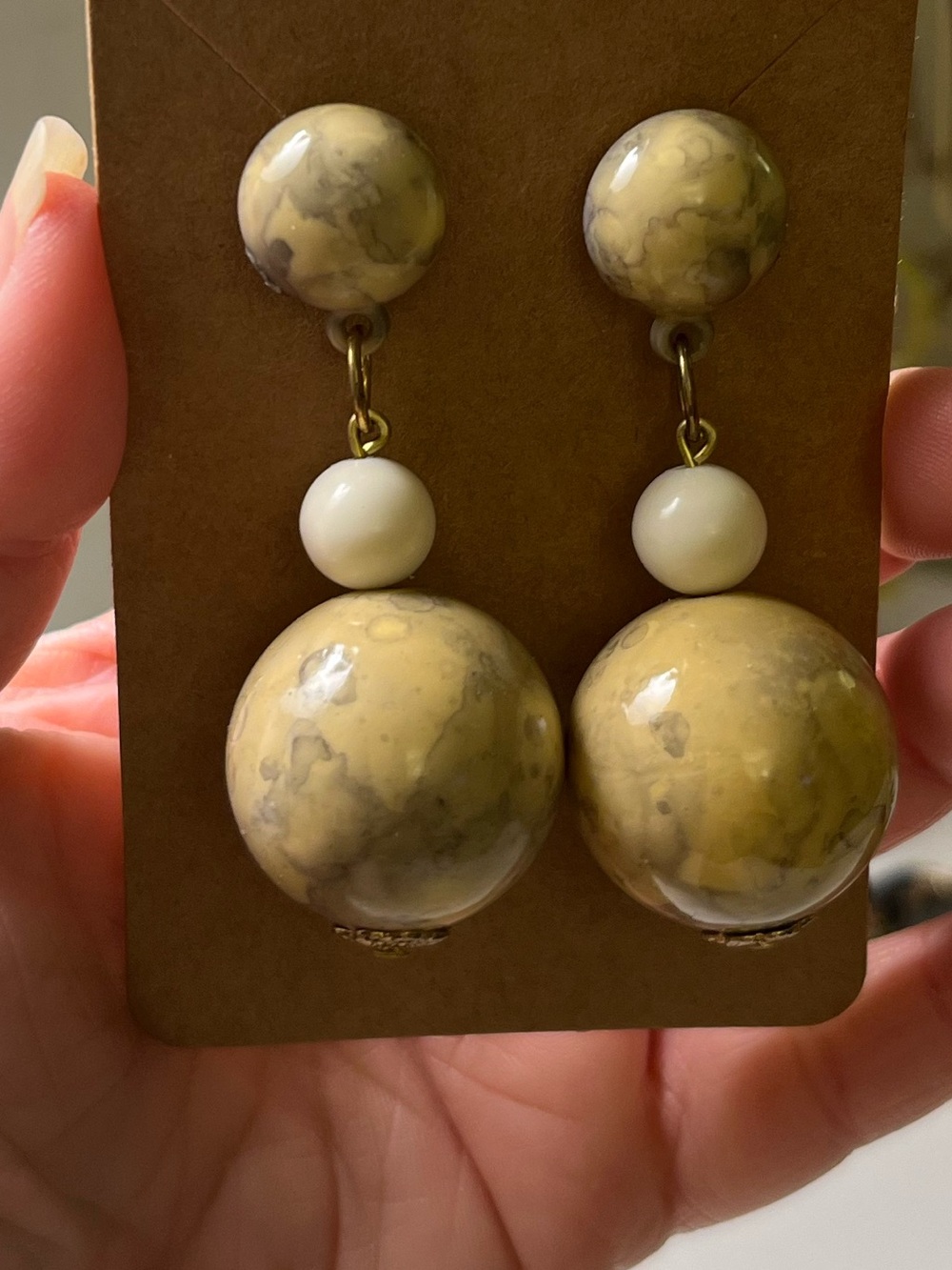60s Inspired Marbled Bead Earrings